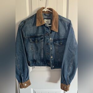 Cropped corduroy denim jacket